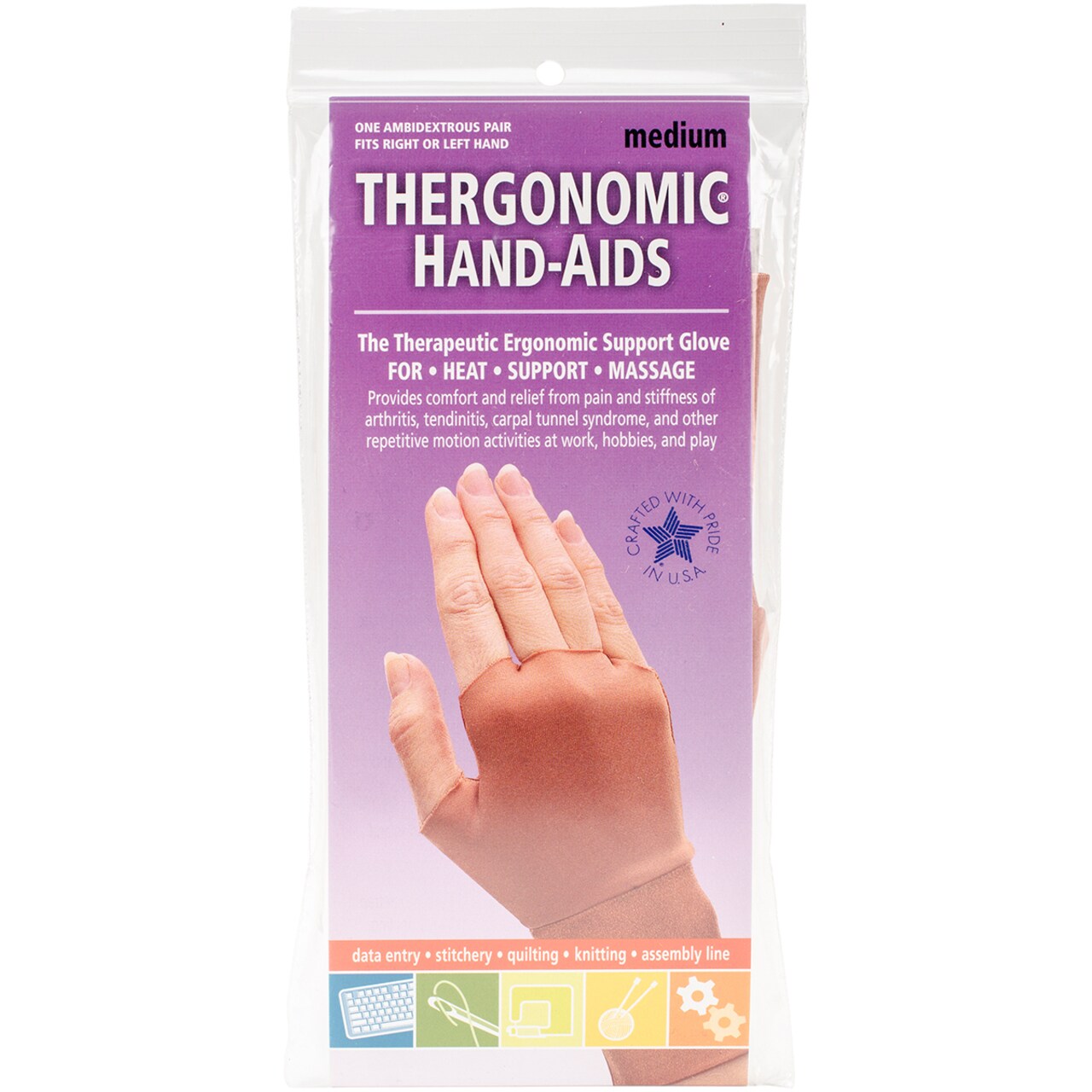 Frank A. Edmunds Thergonomic Hand-Aids Support Gloves 1 Pair-Medium